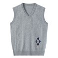 thumbnail image 5 of Riecok Knitted Vest for Men Sleeveless V Neck Pullover Sweaters Lightweight Solid Winter Tops with Pockets Gray L, 5 of 6