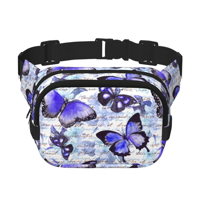 Fotbe Butterflies Cangurera Cuadrada con Estampado de Doble Capa, Bolsa de Cintura Ajustable Mini para Hombres y Mujeres