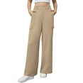 thumbnail image 4 of Uvplove Womens High Waisted Wide Leg Cargo Pants Baggy Casual Work Trousers with 4 Pockets,Light Apricot,XXL, 4 of 9