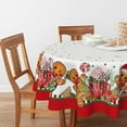 thumbnail image 2 of Christmas Tablecloth 60×60 Inch Round, Gingerbread Man Cute Christmas Bear Ball Ornaments Washable Table Cover for Party Picnic Dinner Decor, 2 of 6