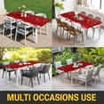 thumbnail image 5 of Red Christmas Table Cloths for 3 Foot Rectangle Tables, Snowflake Winter Xmas Ball Patio Waterproof Elastic Fitted Tablecloths, Washable Rectangular Table Cover for Camping, 5 of 8