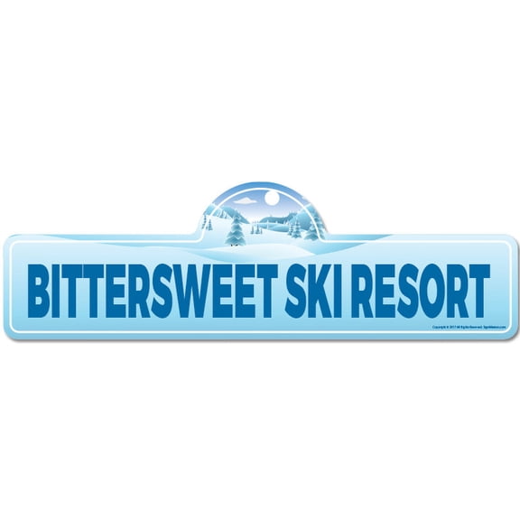 Bittersweet Ski Resort Street Sign | Indoor/Outdoor | Skiing Skier Snowboarder Décor for Ski Lodge Cabin Mountian House | SignMission personalized gift