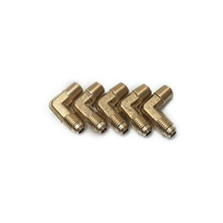 LTWFITTING Brass Flare 1/4" OD x 1/8" Male NPT 90 Degree Elbow Tube Fitting (Pack of 5)