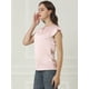 thumbnail image 5 of INSPIRE CHIC Blusa De Manga Corta Plisada Sólida Recta Con Abertura En La Espalda Para Mujer Rosa M, 5 of 6