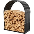 thumbnail image 1 of Remise de Rangement pour Bois de Chauffage Noire Robuste – Porte-Bûches en Métal avec Toit Rond de 32 Pouces – Étagère Extérieure en Bois pour Patio, Terrasse et Foyer – Support en Bois Étanche pour Bois de Chauffage (Toit de 2,7 Pi de Diamètre), 1 of 6