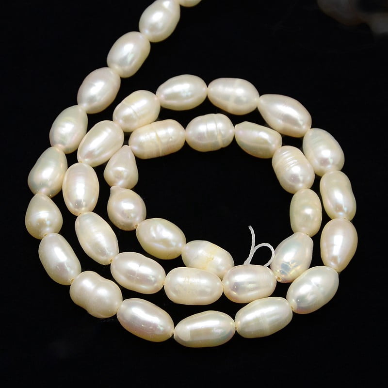 Cultured Freshwater Pearl Beads Strands Rice Creamy White 6~7mm Hole: 0.8mm about 38pcs/strand 13.77 inch~14.17 inch