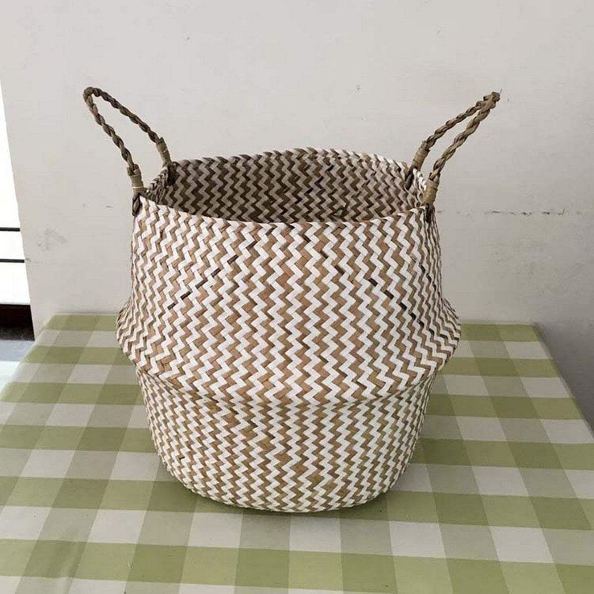 UK Laundry Storage Plant Pot Basket Seagrass Belly Basket Bag Garden Decor New 