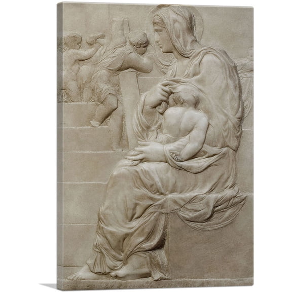 ARTCANVAS Madonna of the Stairs 1492 Canvas Art Print by Michelangelo - Size: 26" x 18" (0.75" Deep)