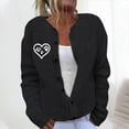 thumbnail image 2 of Women's Cardigan Sweaters Plus Size Heart Graphic Knitted Coats with Pockets Casual Loose Long Sleeve Sweaters Outerwear (Black 3XL), 2 of 5