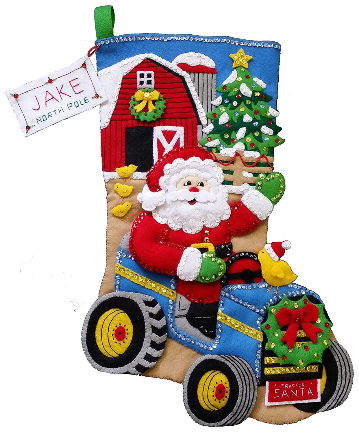 North Pole Santa Bucilla Felt Applique Christmas Stocking Kit 18
