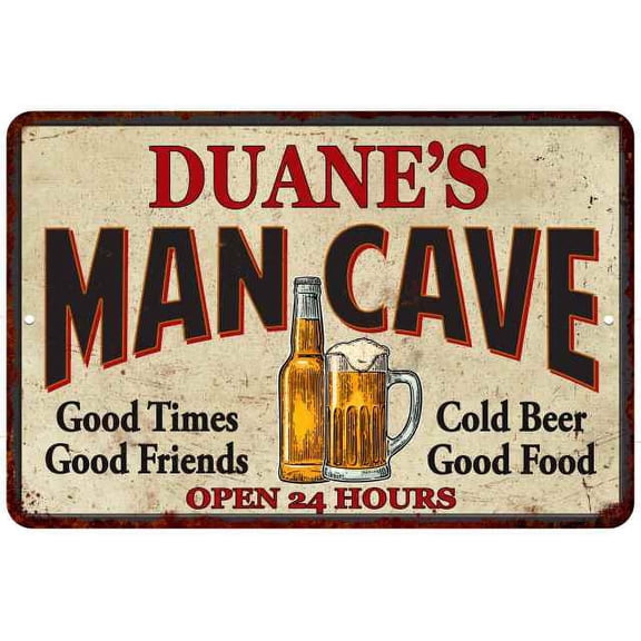 DUANE'S Man Cave Sign 8 x 12 High Gloss Metal 208120011218
