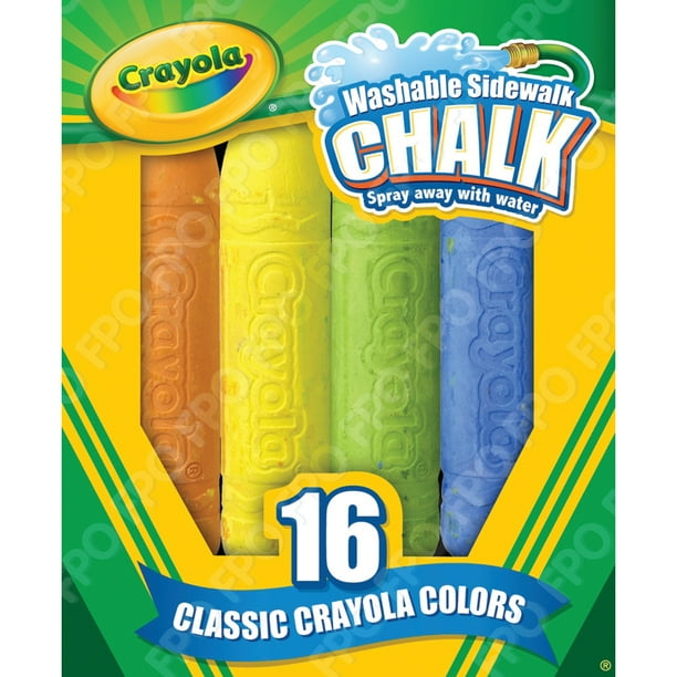 Crayola Washable Sidewalk Chalk, Assorted Colors, Child, 16 Pieces