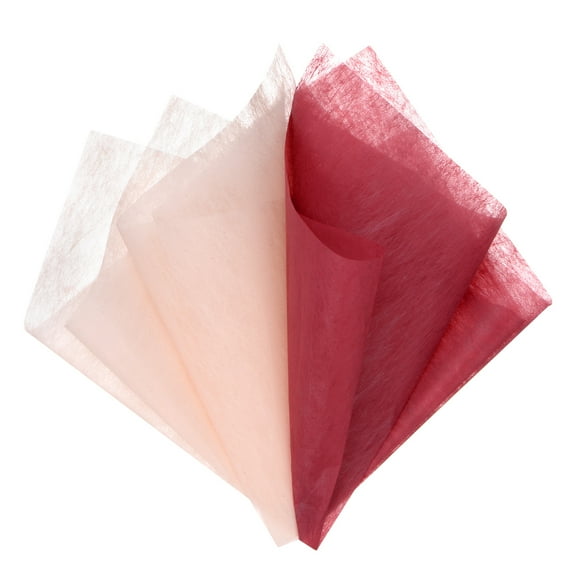 96 Pack Korean Cotton Wrapping Flower Paper - Floral Wrapping Paper (11.8x11.8inches, Pink Red)