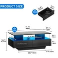 thumbnail image 3 of DEXTRUS Black Gloss LED Coffee Table with 4 Sliding Storage Drawer, Center Table with Adjustable Light, for Living Room, 3 of 9