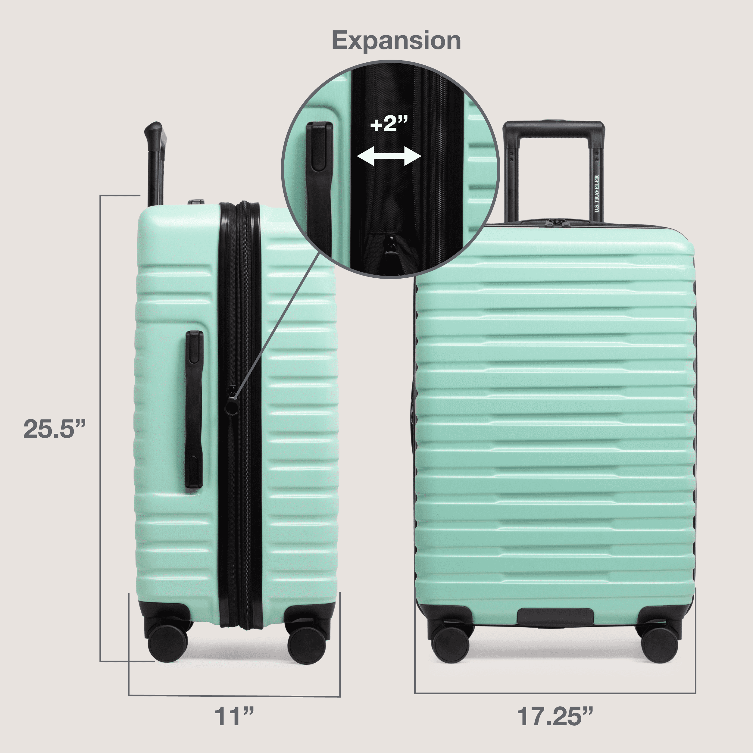U.S. Traveler Boren Hardside Rugged Spinner Luggage, Mint, 26" Checked Medium