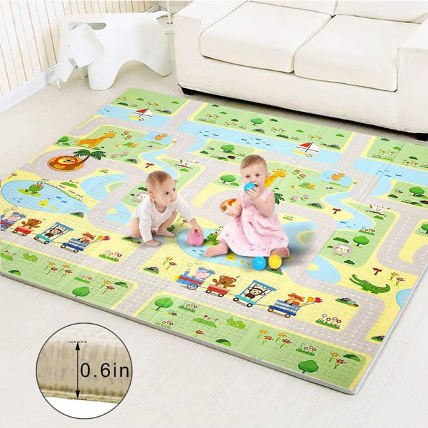 79x71 XPE Foam Double Sided Floor Mat Soft Anti-Skid Large 79x71 Baby Gym Mat Area Rugs Waterproof Non-Toxic Safe Yoga Mat Exercise Mat Baby Play Mat 