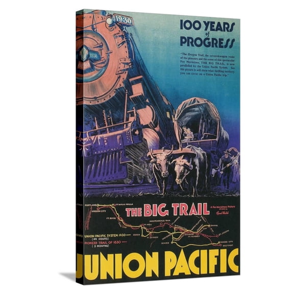 Art.com Covered Wagon, Locomotive Stretched Canvas Print Wall Art, 16" x 24"