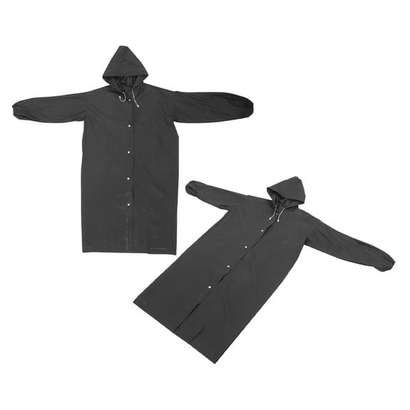 Homoyoyo 2-Pack Reusable Black Raincoat for Adults, Lightweight Full-Body Rain Gear for Travel, Hiking, Outdoor