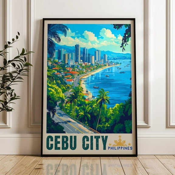 Cebu City Travel Poster - Philippines Wall Art Print, Illustration Artwork, South East Asia Home & Office Decor, Tropical Island Gift Idea, Wall Art, Modern Wall Decor, 8x12 UNFRAMED
