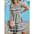thumbnail image 4 of Cupshe Women's V Neck Beach Dress Ruffle A Line Geometric Pattern Striped Mini Summer Dresses, Size XS-XL, 4 of 6