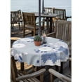 thumbnail image 2 of Outdoor Tablecloths with Umbrella Hole & Zipper, Blue White Floral Round Tablecloth 54 Inch, Spring Botanical Leaves Farmhouse Waterproof Table Cloth, Patio/Pool/Picnic Table Covers, 2 of 8
