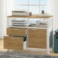 thumbnail image 4 of Tribesigns Modern File Cabinet with Drawers and Storage Shelves, Cabinet with Door, Rolling Caster (Light Brown & White), 4 of 5