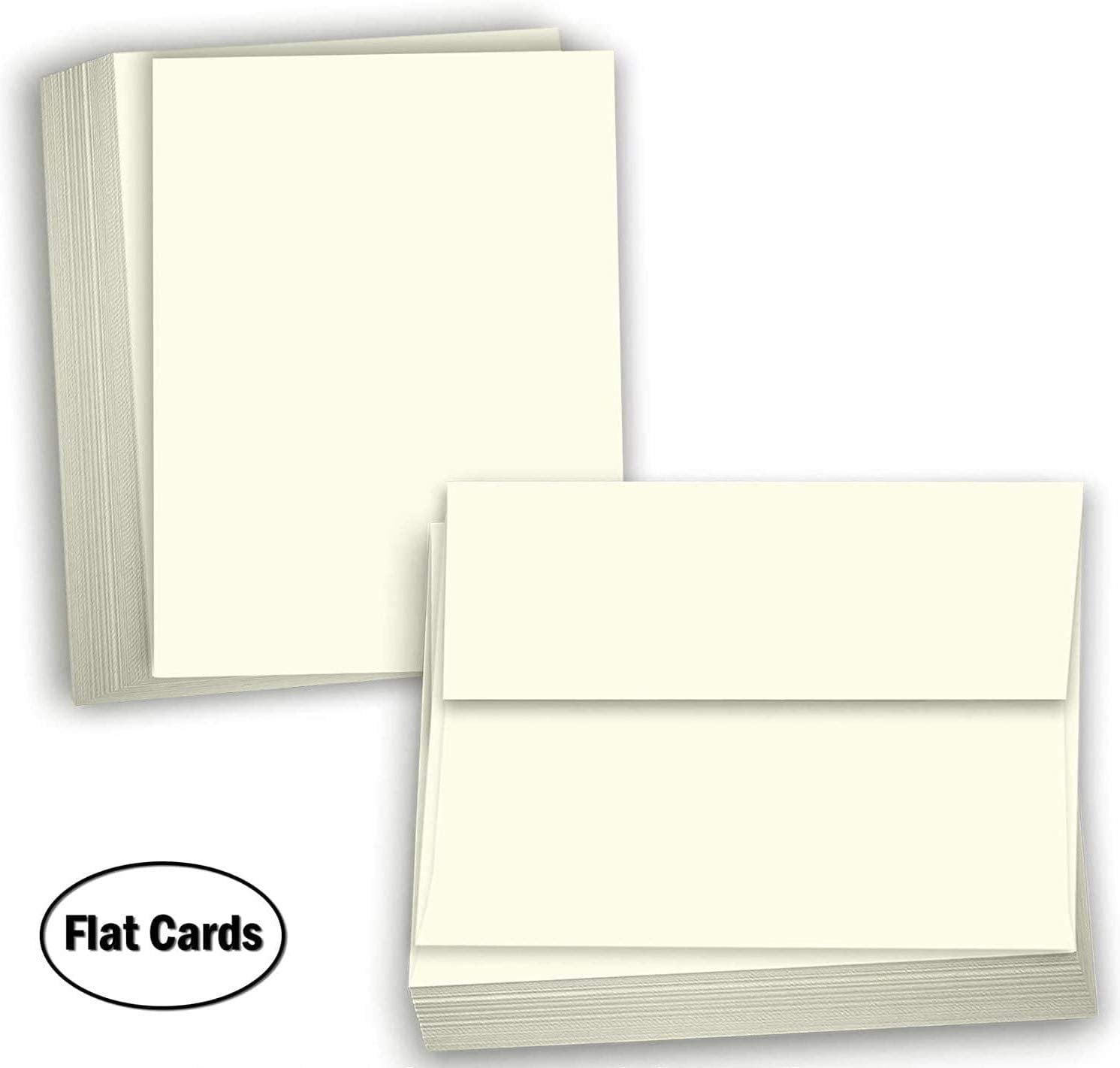 Hamilco Cream Colored Cardstock - Blank Index Flash Note & Post Cards - Greeting Invitations Stationary - Flat 5 1/2 X 8 1/2" Heavy Weight 80 lb Card Stock for Printer 100 pack with envelopes
