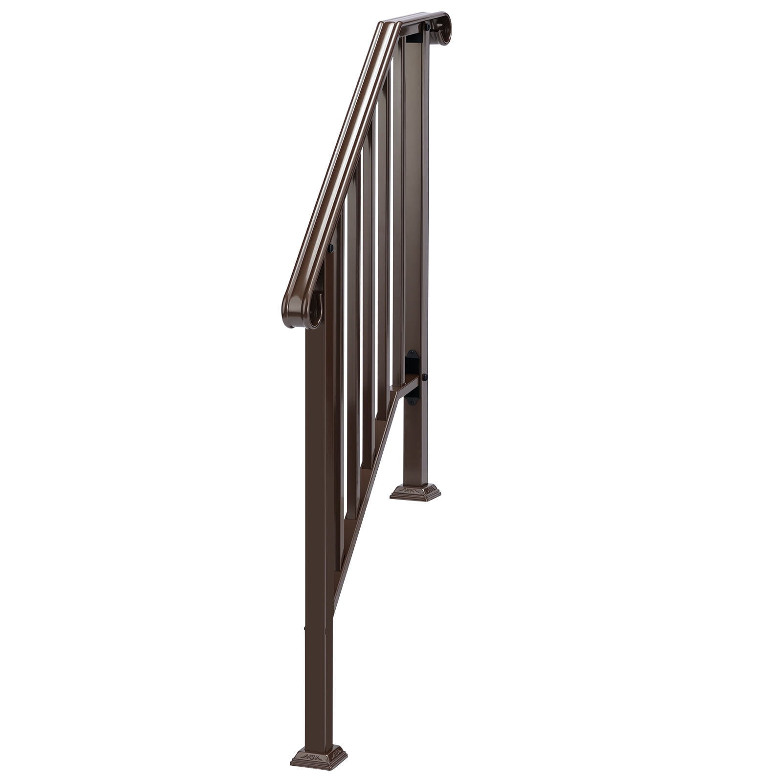 Copper Galvanized Iron Stair Handrail Curved Step Railing Fit 2-3 Steps Outdoor Garden Steps Rust Resistant Powder Coated Safety Picket Rail With Mounting Hardware