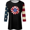 thumbnail image 5 of Drses Womens Tops Dressy Casual Women's 3/4 Sleeved Independent Day Printed Short Sleeved Round Neck Top Womens Summer Tops, 5 of 5