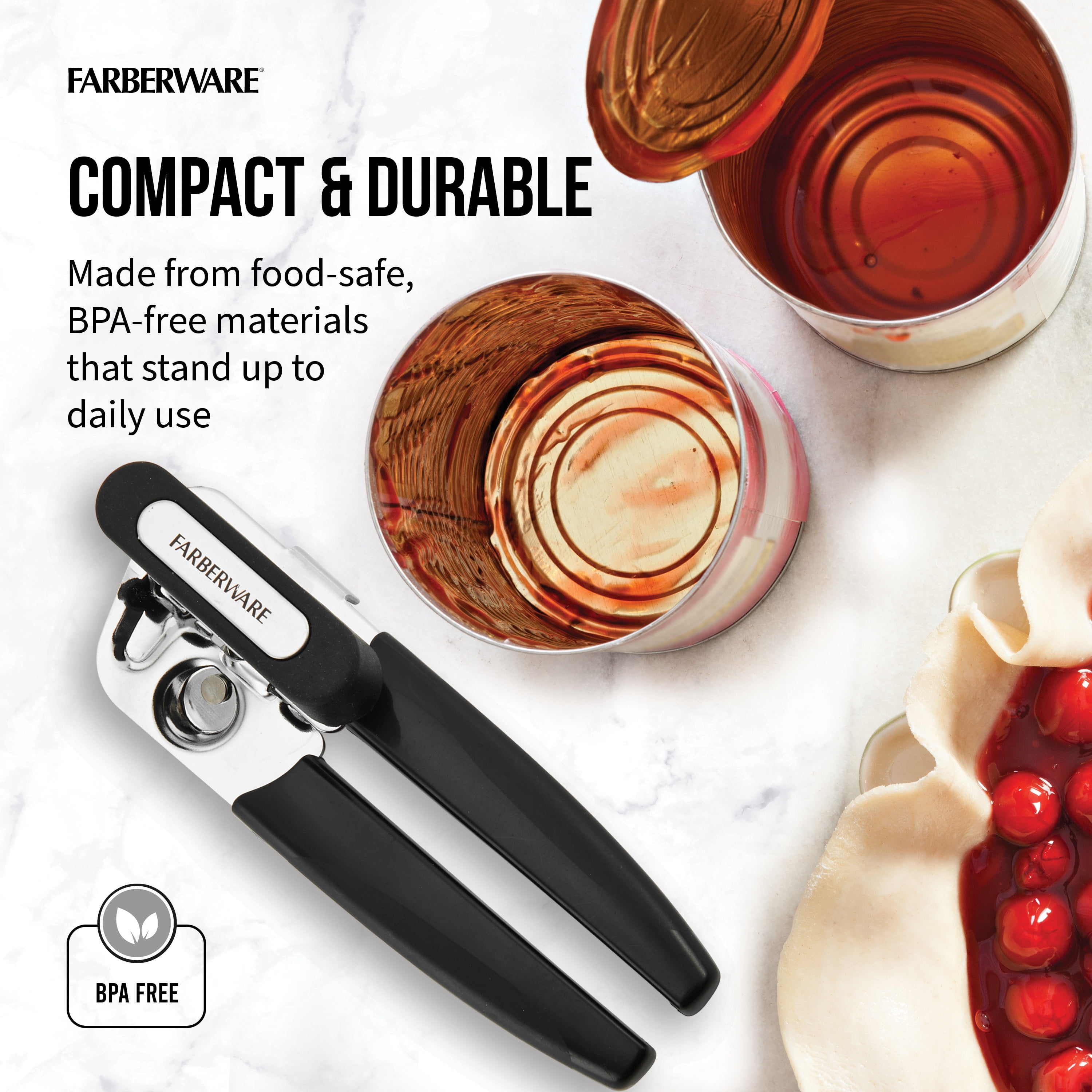 (3 pack) Farberware Pro Stainless Steel Portable Can Opener with Black Handle