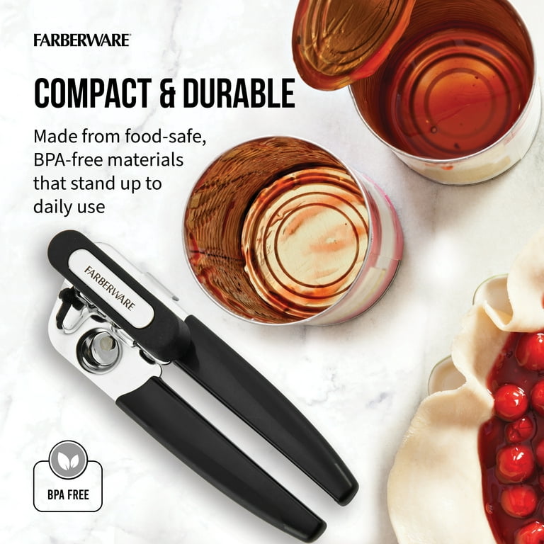 Farberware Electric Can Opener with Knife Sharpener, Stainless Steel Blade  Black