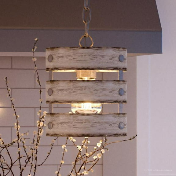 Urban Ambiance Luxury Farmhouse Pendant, Size: 10"H x 8-1/2"W, with Urban Industrial Style Elements, Galvanized Steel Finish, UHP2473
