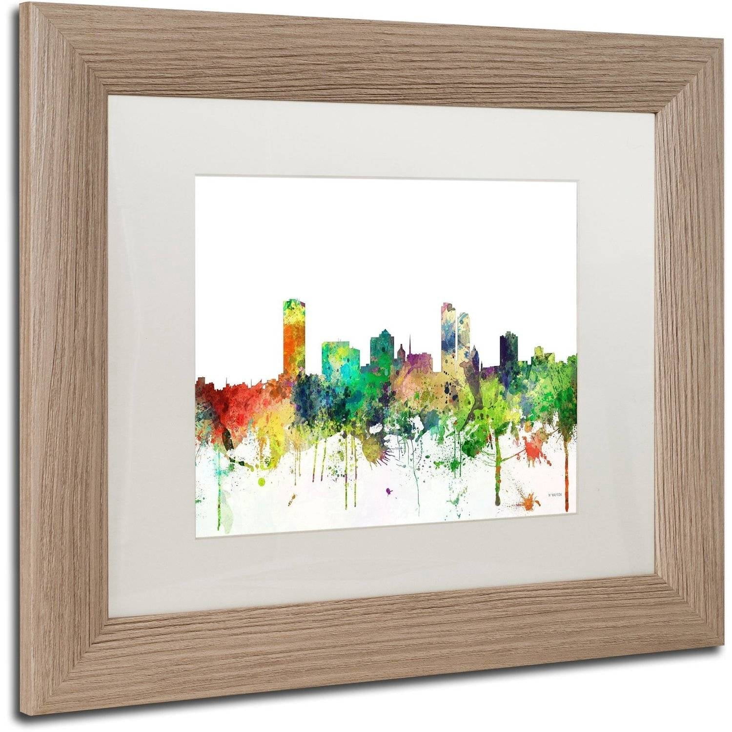 Trademark Fine Art "Milwaukee Wisconsin Skyline SP" Canvas Art by Marlene Watson, White Matte, Birch Frame