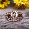 thumbnail image 5 of 3Pcs Morganite 2 Carat Trio Ring Set Engagement Ring On Solid 10k Rose Gold Full Eternity Ring Art Deco Milgrain Promise Ring, 5 of 5