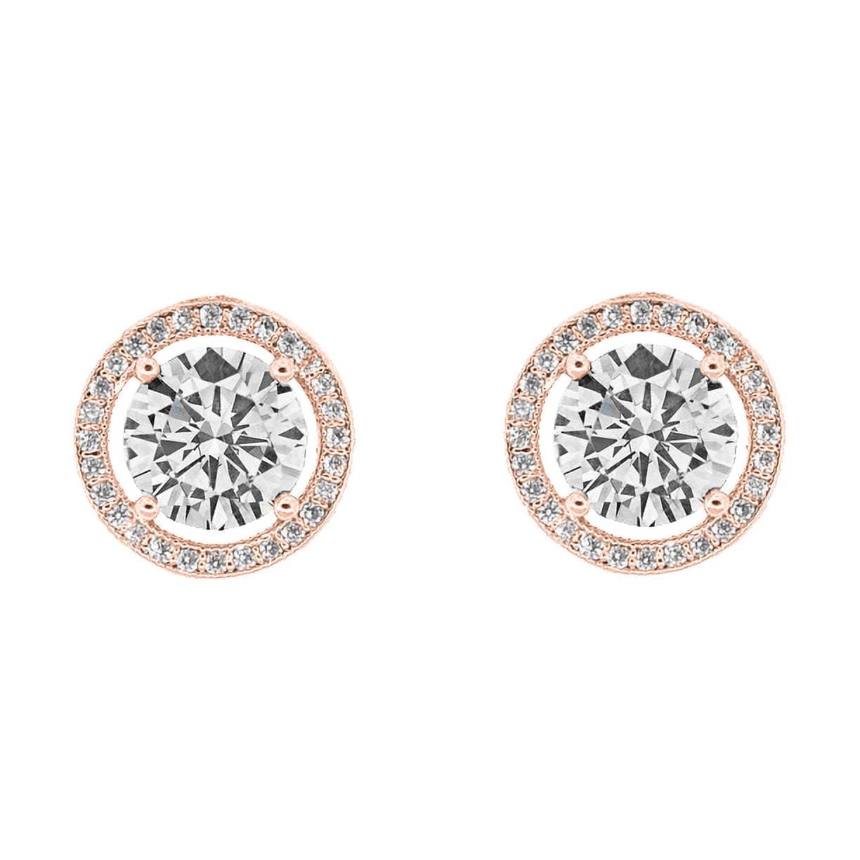 Cate & Chloe Ariel 18k Rose Gold Plated Halo Jewelry Set with Simulated Diamonds Gift for Women
