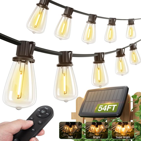 102(96 6) FT Solar String Lights Waterproof,Patio Light Solar Powered with Remote & USB Port 3 Modes, 48 4 LED Shatterproof Bulbs Outdoor Lighting for Camping Porch Backyard Garden