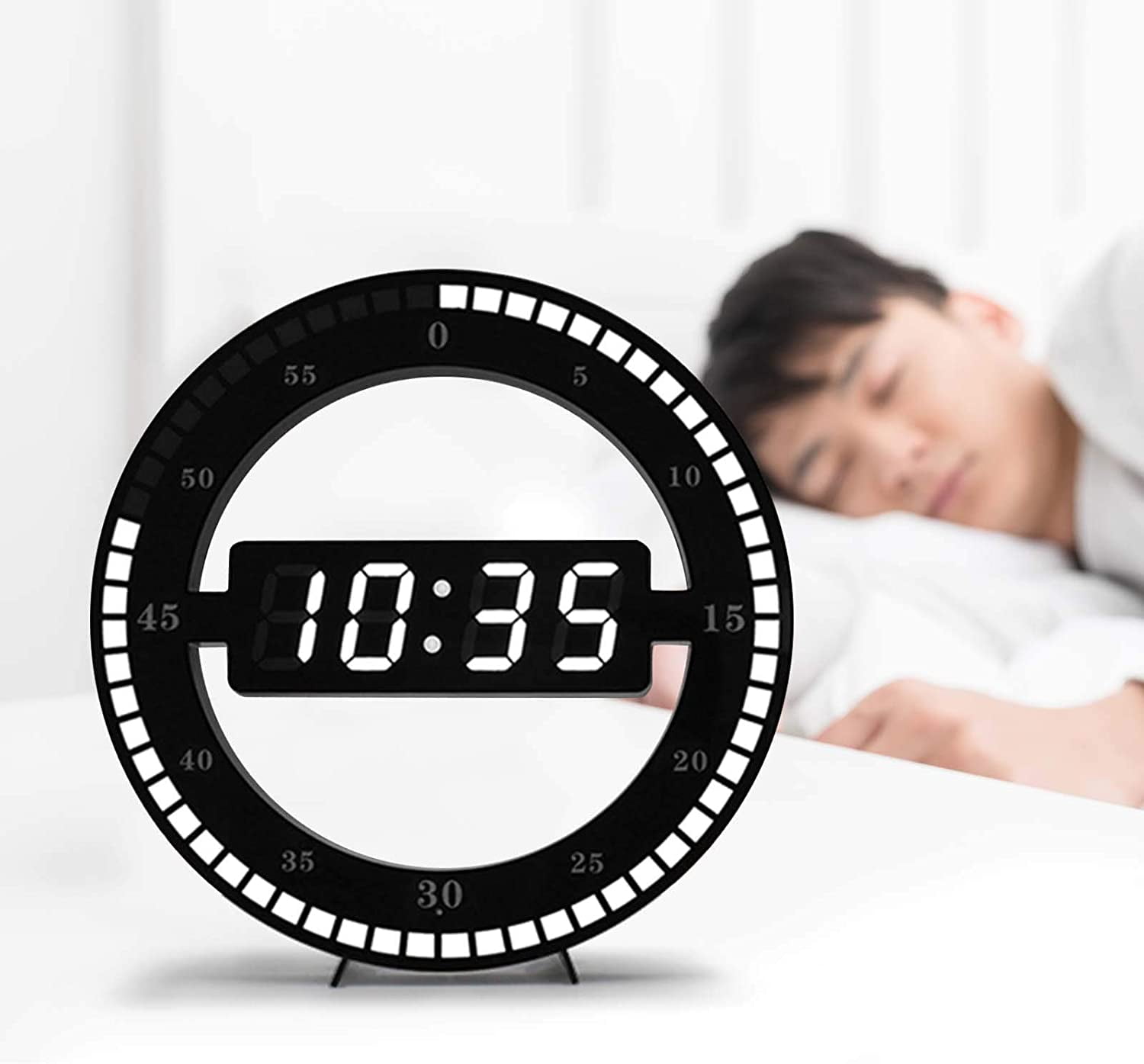 Miumaeov 12 in Digital Wall Clock Modern LED Round Alarm Clock Snooze