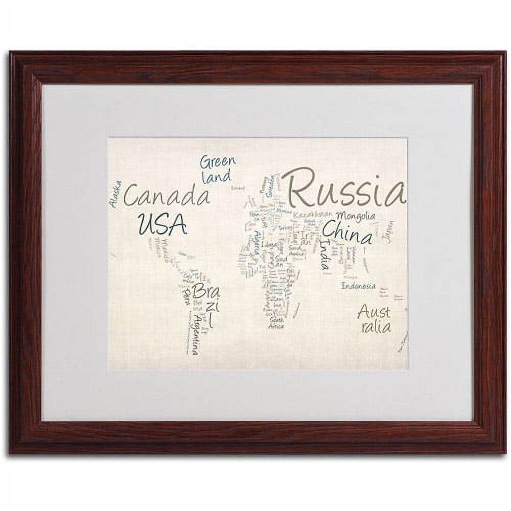 Trademark Art 'Typography World Map' Matted Framed Art by Michael Tompsett