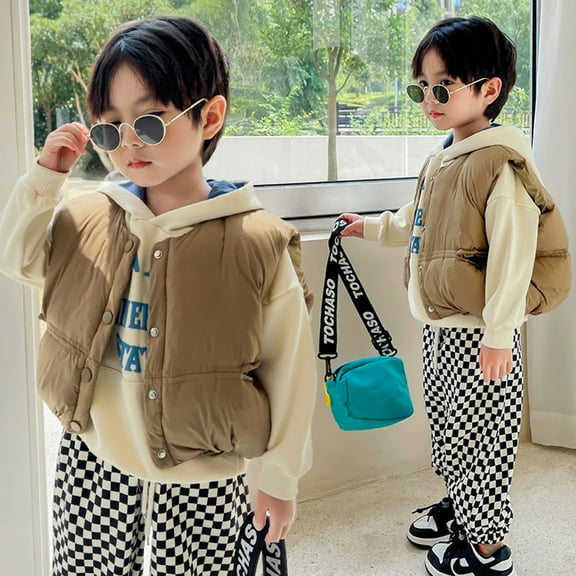 KYAIGUO 1-9Y Warm Sleeveless Vest Jacket for 9-12 Months Girls Boys Lightweight Waterproof Sleeveless Coat Jacket for Kids Baby