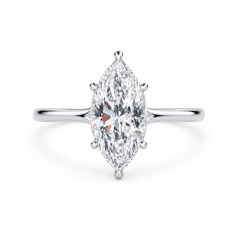 925 Sterling Silver Marquise Cut Lab grown Diamond Solitaire Engagement Ring for Women Minimalist Promise Ring