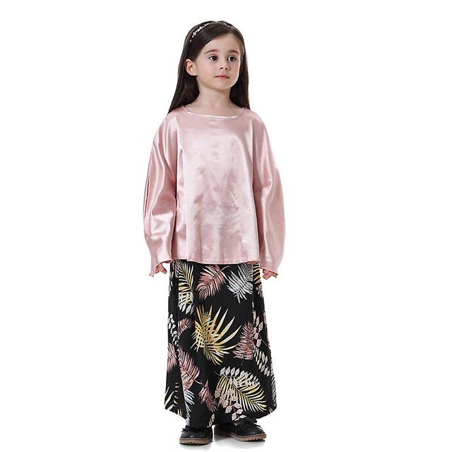 Ni?os Ni?as Musulman Batwing Manga Tops Vestido árabe Islámico Jilbab Robe Set LingWen 8390615912624