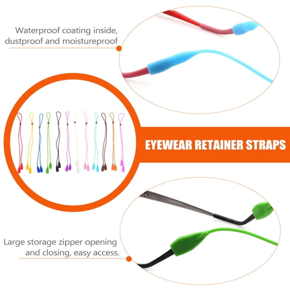 Baluue 12-Pack Adjustable Silicone Eyewear Retainer Straps, Glasses Cord in Assorted Colors for Secure Fit