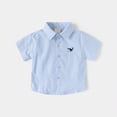 thumbnail image 2 of NIEWTR Boys Minimalist Solid Short Sleeve Button Down Shirt Collared Tops for Casual & Formal Events(Light Blue,3-4 Years), 2 of 9