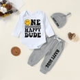thumbnail image 2 of Tiny Cutey Baby Boy 1st Birthday Outfit Fall Winter Long Sleeve Bodysuit Romper Pants Hat Coming Home Outfit Clothes Set for 3-6 Months, 2 of 7