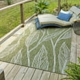 thumbnail image 1 of Unique Loom Botanical Collection Casual Leafs Transitional Indoor and Outdoor Flatweave Area Rug, 5 x 8 ft, Green/Ivory, 1 of 1