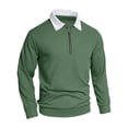 thumbnail image 5 of Polo Tees for Men Short Sleeve Quarter Zip Tee Shirts Basic Green Mens Beach Outfit, 5 of 6
