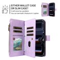 thumbnail image 5 of For Apple iPhone 18 Pro Max / 17 Pro Max Orchid Pattern Wallet Case, 9 Card Slots Zipper Pocket, Detachable Wrist & Shoulder Strap, Magnetic Shockproof Protective Phone Case,Purple, 5 of 9