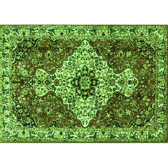 Ahgly Company Indoor Rectangle Persian Green Traditional Area Rugs, 8' x 10'