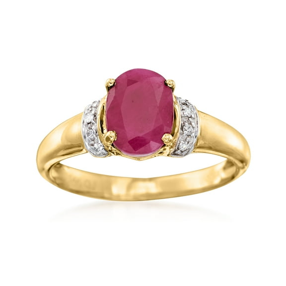 Ross-Simons 1.60 Carat Burmese Ruby Ring With Diamond Accents in 14kt Yellow Gold, Women's, Adult