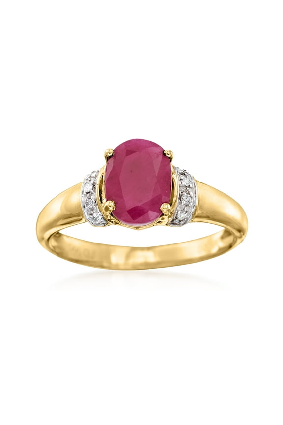 1.60 Carat Burmese Ruby Ring With Diamond Accents in 14kt Yellow Gold, Women's, Adult